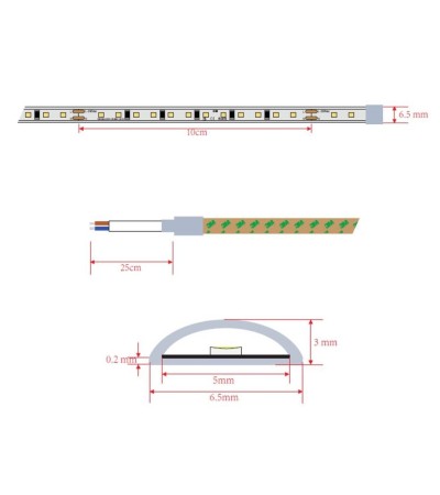 Ruban LED Dimmable 220V SMD Auto-redressement 120 LED/m BOBINE 20m 12W/m 1080lm/m Super Étroite Largeur 6.5mm Coupe 10cm…
