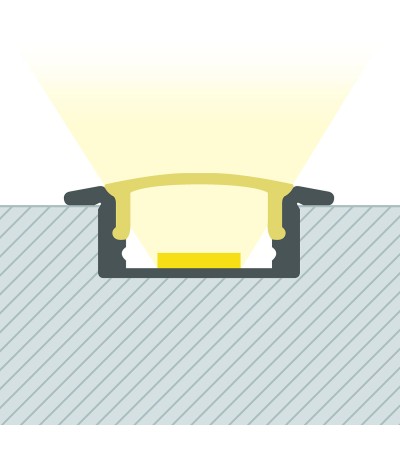 Profilé Aluminium Encastré pour Rubans LED jusqu'à 12 mm