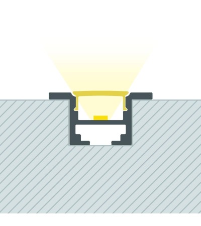 Profilé Aluminium Encastré avec Clips pour Rubans LED jusqu'à 12 mm