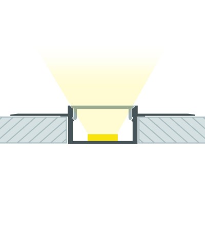 Profilé Aluminium Intégration Plâtre/Placo pour Rubans LED jusqu'à 20 mm