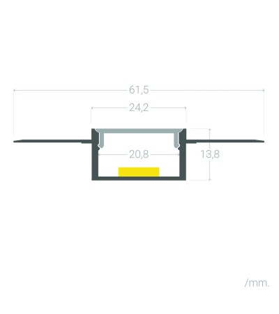 Profilé Aluminium Intégration Plâtre/Placo pour Rubans LED jusqu'à 20 mm - 128913 - vue 9