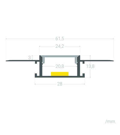 Profilé Aluminium Intégration Plâtre/Placo pour Rubans LED jusqu'à 20 mm - 128913 - vue 12