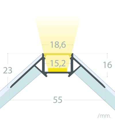 Profilé Aluminium Intégration Plâtre/Placo Angle Arista pour Rubans LED jusqu'à 15 mm