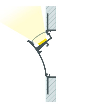 Profilé Aluminium Encastré dans Plâtre/Placo pour Rubans LED jusqu'à 20 mm