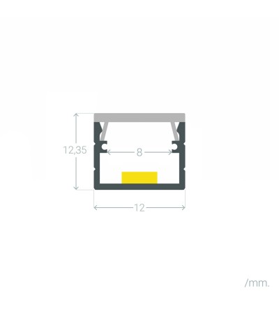 Profilé Aluminium En Saillie 12x12 pour Rubans LED jusqu'à 8 mm - 128954 - vue 5