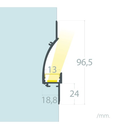 Profilé Aluminium Encastré dans Plâtre/Placo 2 m pour Rubans LED jusqu'à 12 mm
