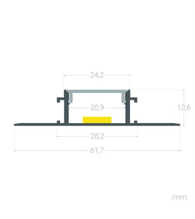 Profilé Aluminium Intégration Plâtre/Placo pour Rubans LED jusqu'à 20 mm - 129001 - vue 2