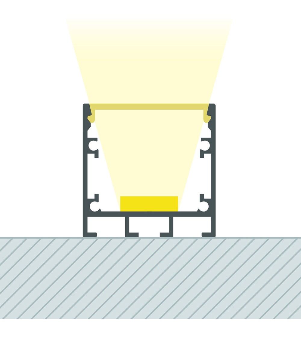 Profilé Aluminium En Saillie avec ancrage Encastré à Clips pour Rubans LED jusqu'à 24 mm - 129011 - vue 1
