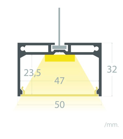 Profilé Aluminium Suspendu XL 50x30 pour Rubans LED jusqu'à 45 mm - 129036 - vue 7
