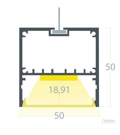 Profilé Aluminium Suspendu XL 50x50 pour Rubans LED jusqu'à 45 mm