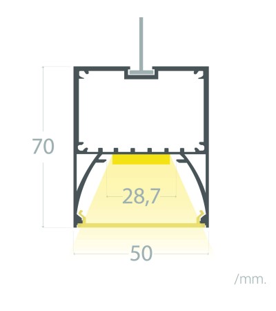 Profilé Aluminium Suspendu pour Rubans LED jusqu'à 22 mm