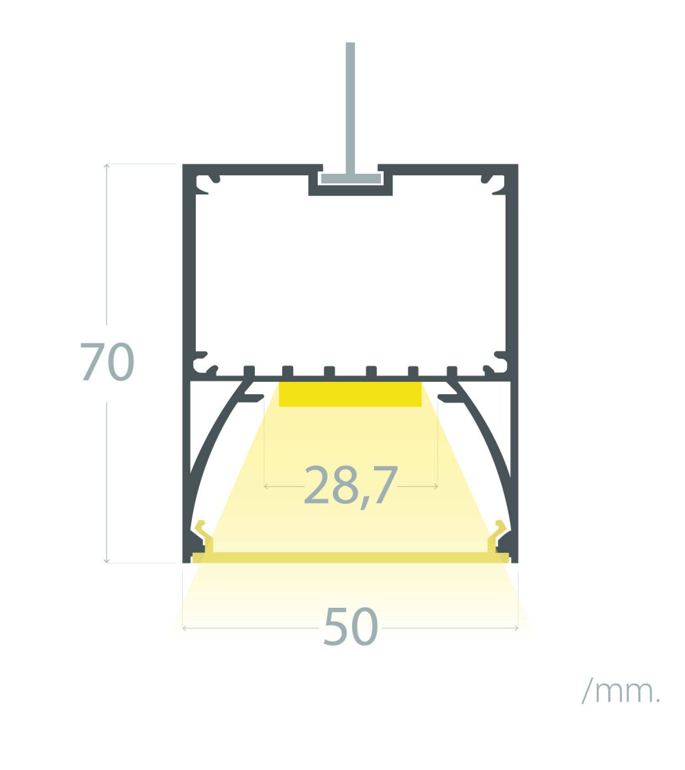 Profilé Aluminium Suspendu pour Rubans LED jusqu'à 22 mm - 129056 - vue 1