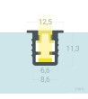 Profilé Aluminium Encastré 2 m pour Rubans LED jusqu'à 6 mm - 129076 - vue 1