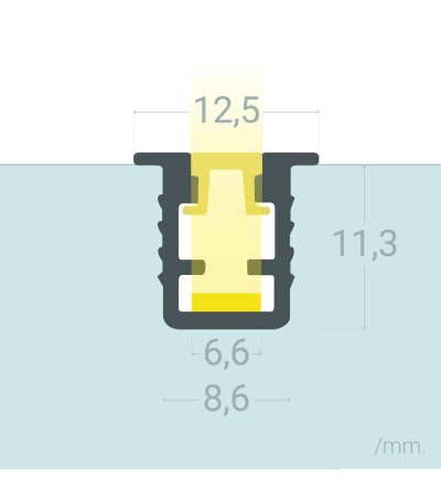 Profilé Aluminium Encastré 2 m pour Rubans LED jusqu'à 6 mm - 129076 - vue 3