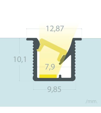 Profilé Aluminium Encastré avec inclinaison 30º 2 m pour Rubans LED jusqu'à 6 mm - 129091 - vue 8
