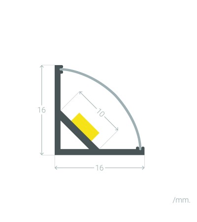 Profilé Aluminium Angle Rond avec Capot Continu pour Ruban LED jusqu'à 10 mm - 151727 - vue 7