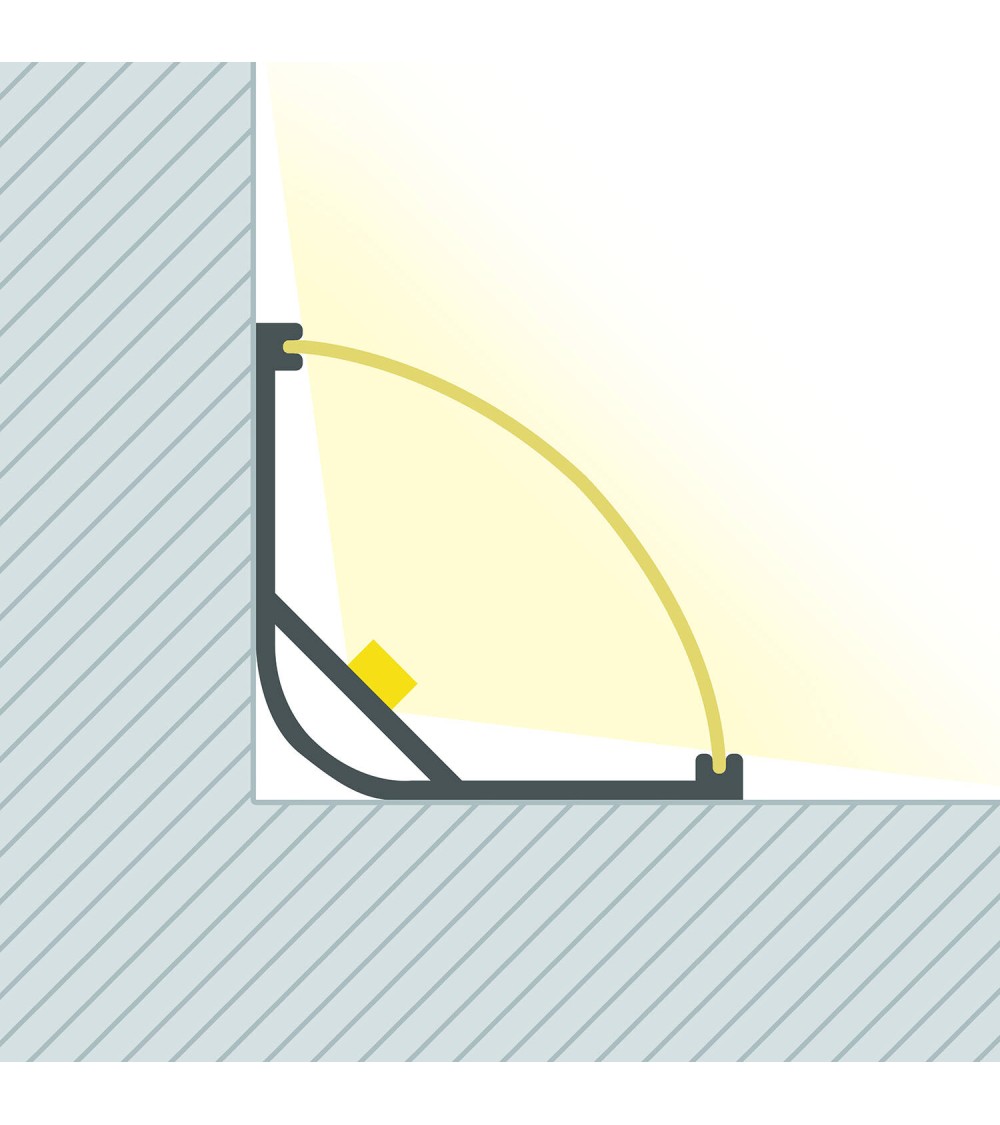 Profilé Aluminium Angle Rond pour Ruban LED jusqu'à 20 mm - 151769 - vue 1