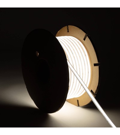 Ruban LED Dimmable 220V WCOB Auto-redressement 260 LED/m BOBINE 50m 15W/m 1350lm/m SILICONE FLEX Largeur 10mm IP65 Coupe 5cm