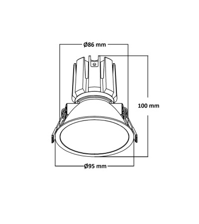 Spot Downlight LED 9W / 12W Conique Areni Coupe Ø 85 mm - 152115 - vue 9
