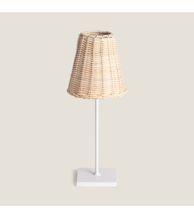 Lampe à Poser LED Portable Extérieur Aluminium et Rotin avec Batterie USB Rechargeable Medinilla