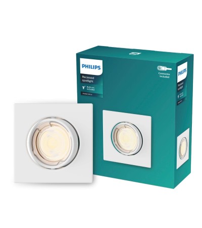Collerette Downlight Carrée PHILIPS Peridot pour Ampoule LED GU10 Ø 75 mm