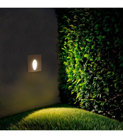 Balise Extérieure LED 3W Encastrable Murale Carrée Ovale Adam