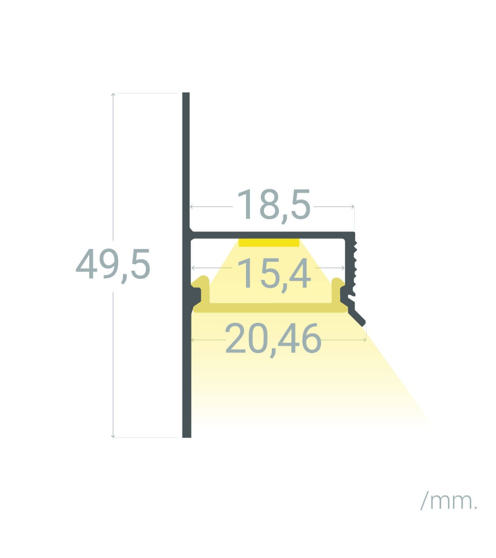 Profilé Aluminium Intégration Plâtre/Placo pour Ruban LED jusqu'à 15 mm avec Capot Continu - 174337 - vue 1