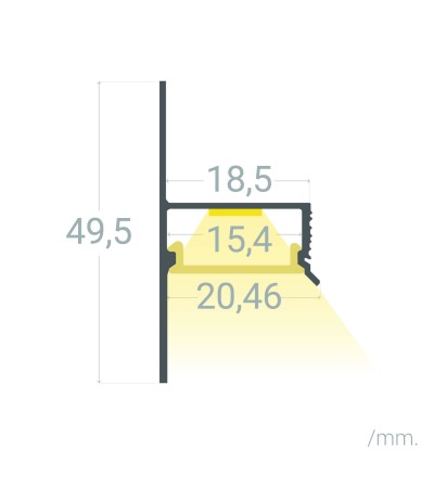 Profilé Aluminium Intégration Plâtre/Placo pour Ruban LED jusqu'à 15 mm avec Capot Continu - 174337 - vue 9