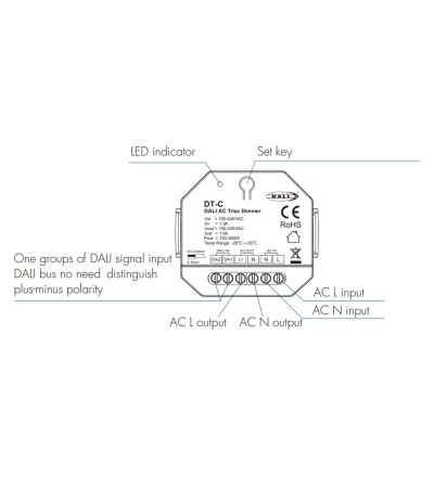 Convertisseur DALI-2 à TRIAC avec Push-Dim SKYDANCE DT-C pour Rail DIN Compatible avec Bouton-Poussoir - 174757 - vue 7
