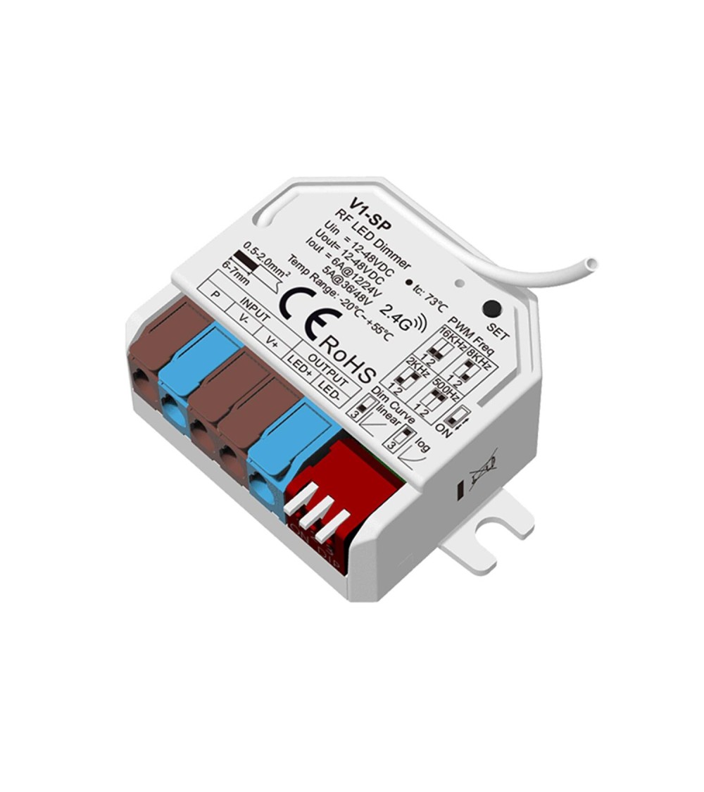 Contrôleur Ruban LED Monochrome 12-24-48V SKYDANCE V1-SP Compatible avec Bouton-Poussoir et Télécommande RF - 175550 - vue 1
