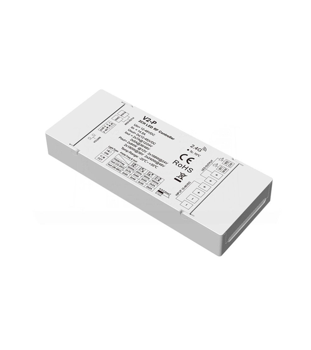 Contrôleur Ruban LED Monochrome/CCT 12-24-48V SKYDANCE V2-P Compatible avec Télécommande RF - 175556 - vue 1