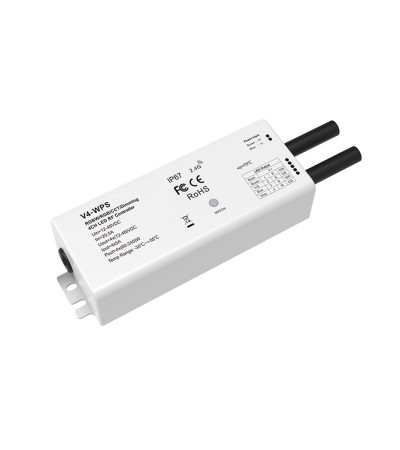 Contrôleur Ruban LED Monochrome/CCT/RGB/RGBW 12-24V IP67 SKYDANCE V4-WPS Compatible avec Télécommande RF