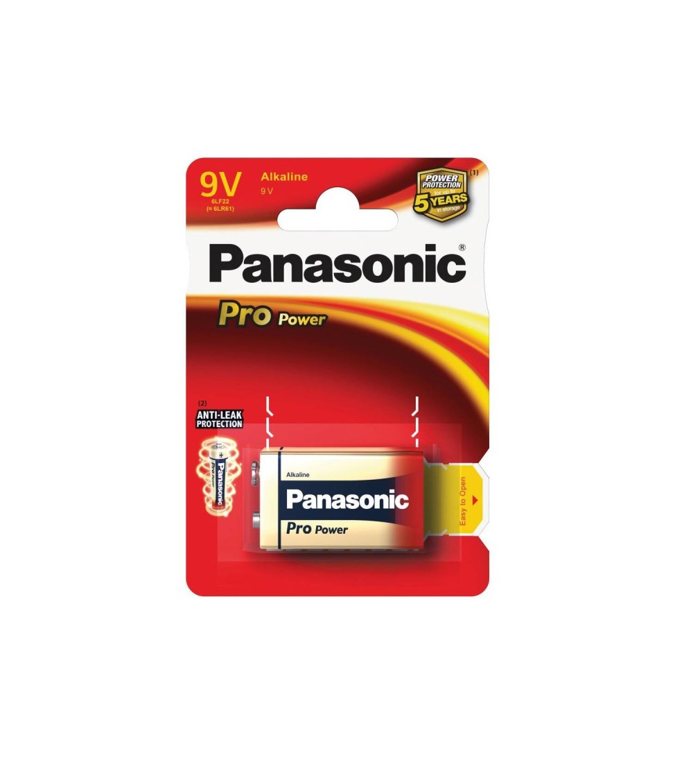 Blister 1 Pile Alcaline 9V PANASONIC 6LR61 Pro Power - 176426 - vue 1