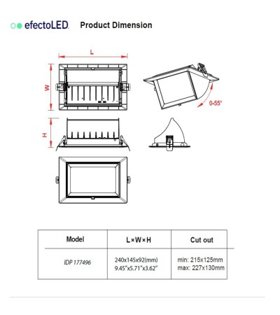 Downlight Orientable Rectangulaire LED SAMSUNG Noir LIFUD - 177496 - vue 8