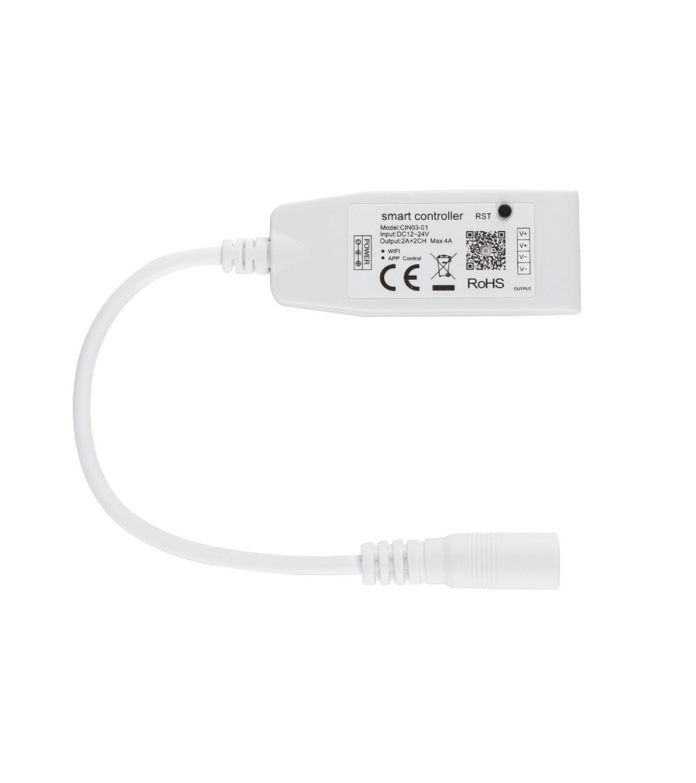 Mini Contrôleur Variateur Ruban LED 12/24V DC Monochrome WiFi - 61769 - vue 1