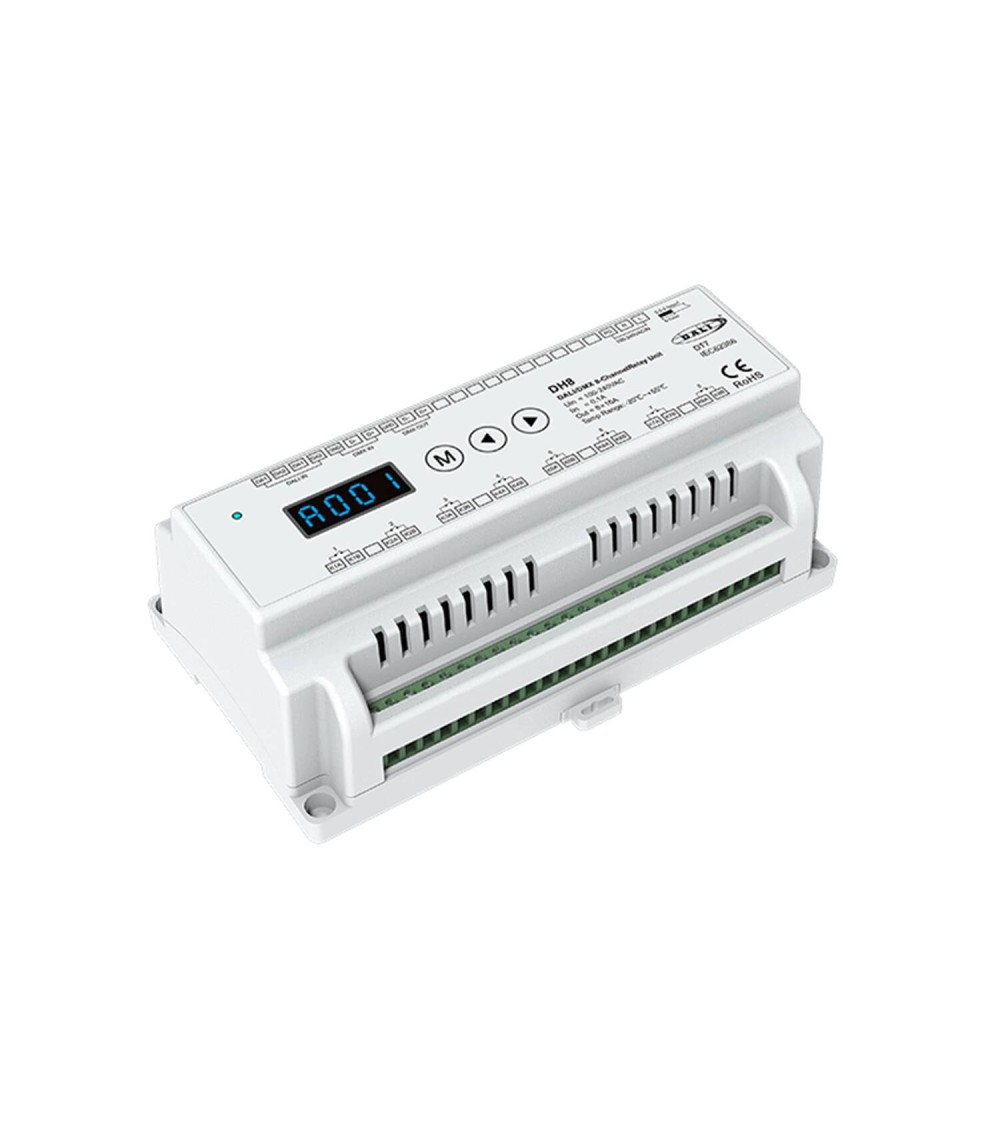 ModuleRelais ON/OFF DALI-2 / DMX 8 Canaux 16A SKYDANCE DH8 pour Rail DIN - 177637 - vue 1