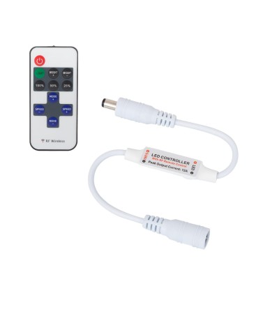 Mini Controleur Variateur Ruban LED Monochrome 5/12V DC avec Télécommande RF