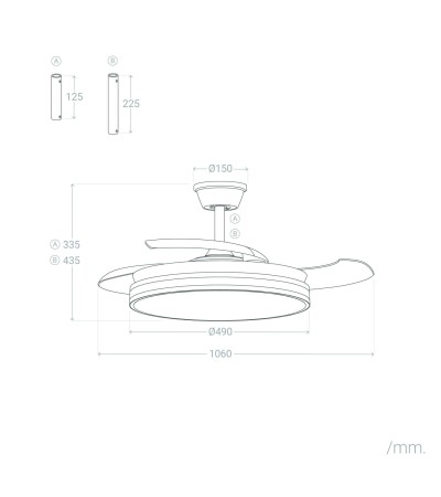 Ventilateur de Plafond avec Éclairage Silencieux DC Pales Rétractables Dalori Evo - 178172 - vue 6