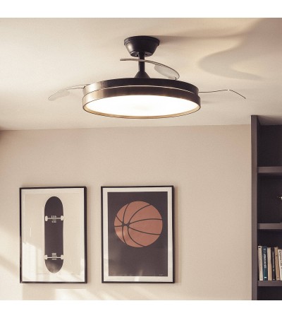 Ventilateur de Plafond avec Éclairage Silencieux DC Pales Rétractables Kaios