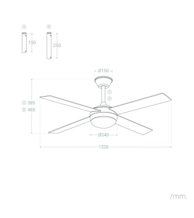Ventilateur de Plafond avec Éclairage Silencieux DC Pales en Bois Navy Evo - 178181 - vue 6