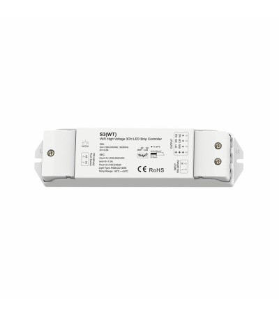 Contrôleur Wi-Fi Ruban LED 220V Monochrome/CCT/RGB SKYDANCE S3(WT) Compatible avec Bouton-poussoir et Télécommande RF
