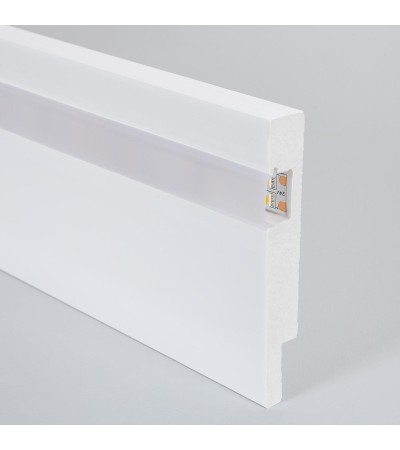Moulure Plinthe pour Ruban LED Modern avec Capot Continu - 89052 - vue 2