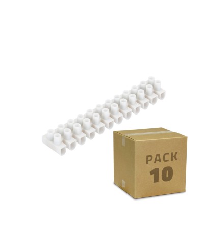 Pack 10 Dominos de Connexion Électrique 12 Plots Blanc