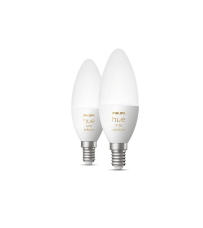 Pack 2 Ampoules LED Intelligentes E14 5.2W 470 lm B39 Hue White