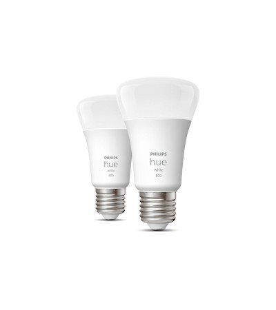 Pack 2 Ampoules LED Intelligentes E27 9W 800 lm Hue White
