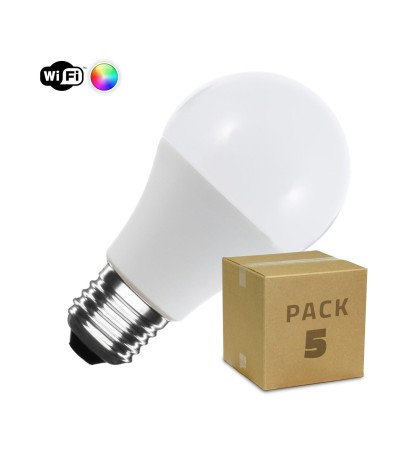 Pack 5 Ampoules LED Intelligentes E27 6W 806 lm A60 WiFi RGBW Dimmable