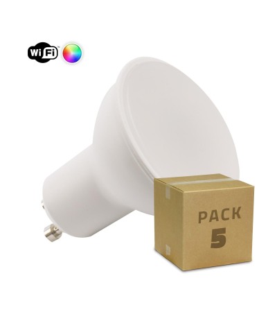Pack 5 Ampoules LED Intelligentes GU10 5W 300 lm Wifi RGBW Dimmable