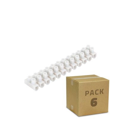 Pack 6 Dominos de Connexion Électrique 12 Plots Blanc