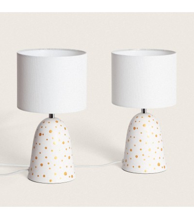 Pack de 2 Lampes à Poser Céramique et Tissu Argua - 104832 - vue 1