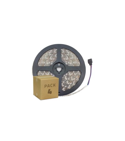 PACK Ruban LED 12V DC 60LED/m SMD5050 5m RGB IP65 (4 Un)